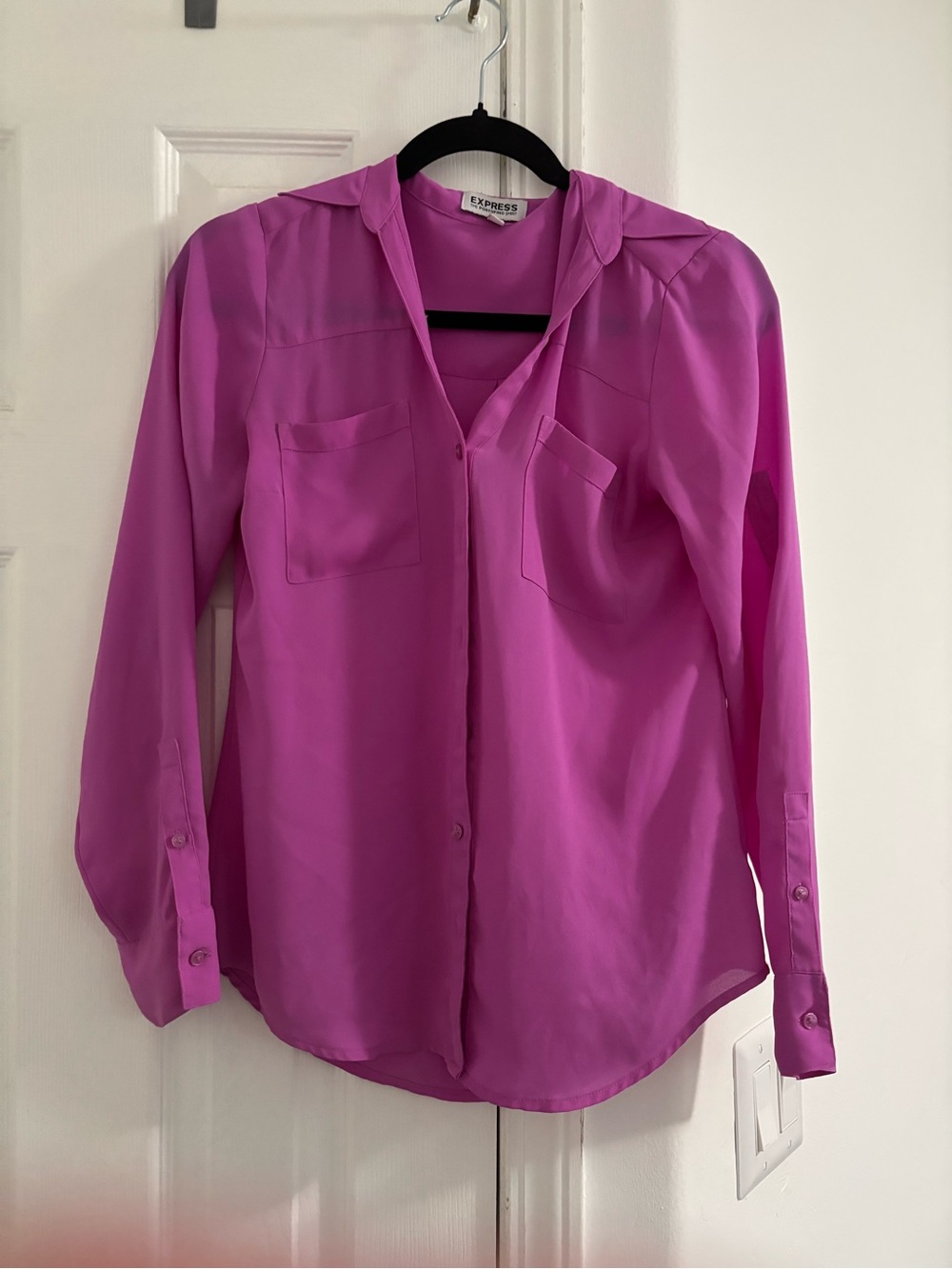Express Women's Bright Magenta Button-Down Shirt